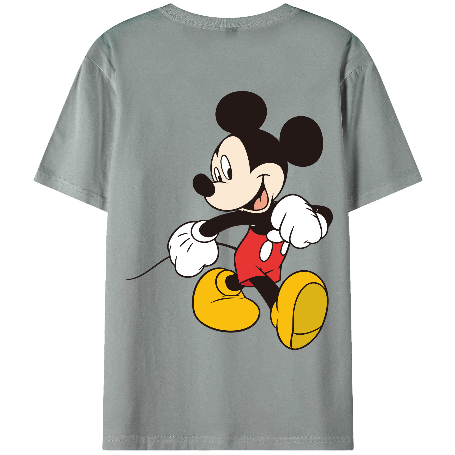 ミッキーマウス Mickey Mouse 綿100％ メンズ半袖Tシャツ（バックプリント） 通気性